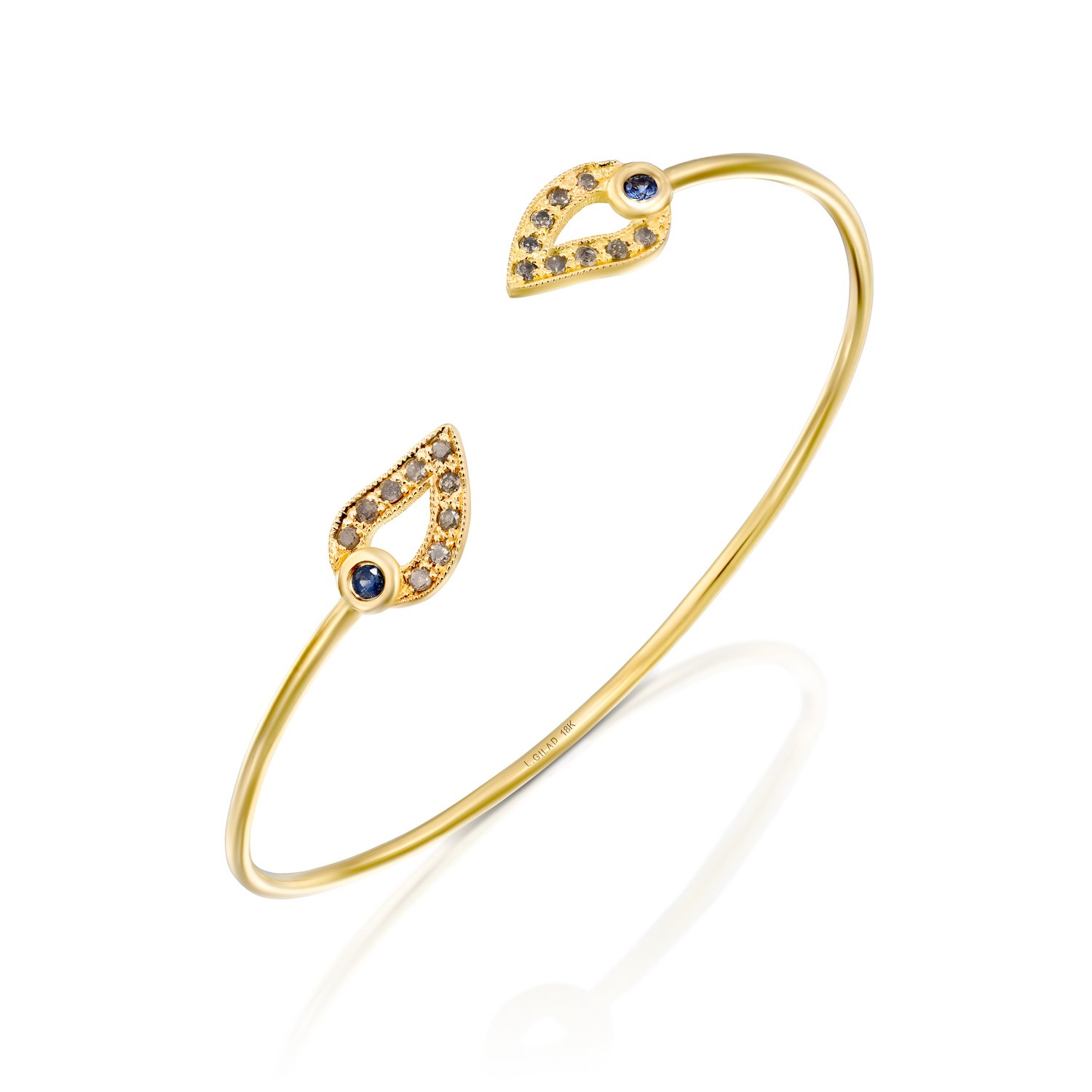 צמיד ספיר כחול ויהלומים אפורים, דגם טיפאני