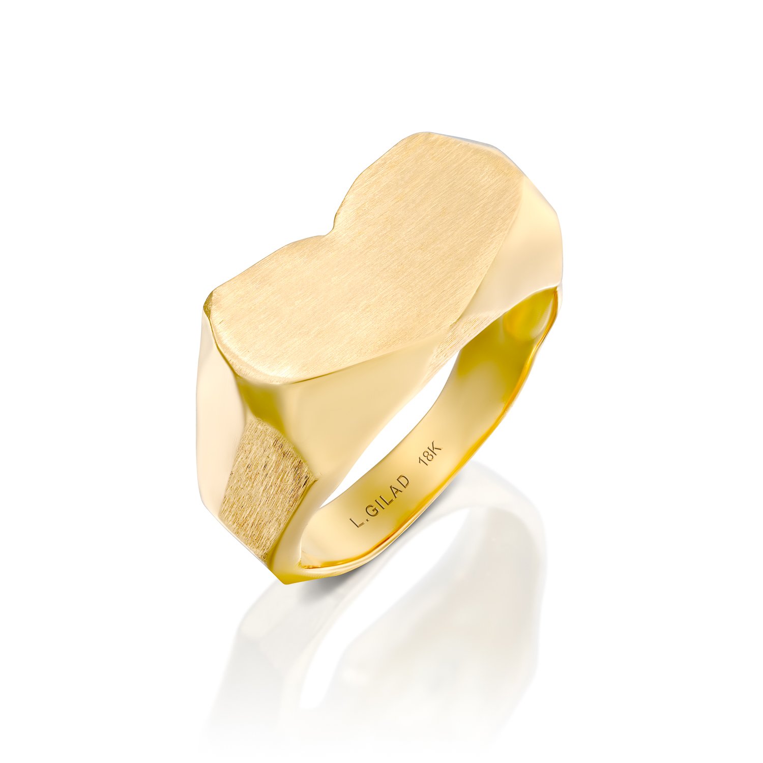 טבעת לב חותם מזהב | אסימטרי