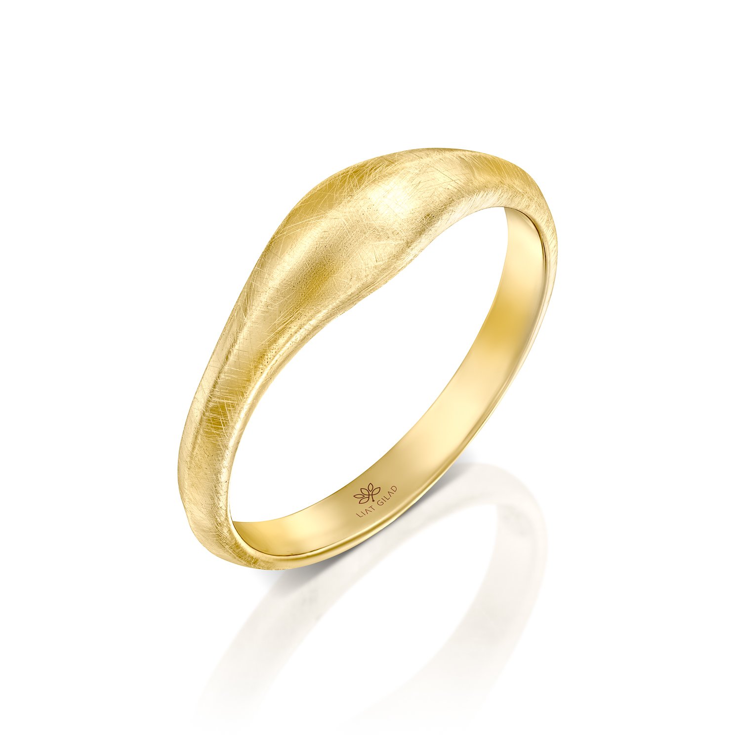 טבעת זהב בגימור מוברש, דגם באבל