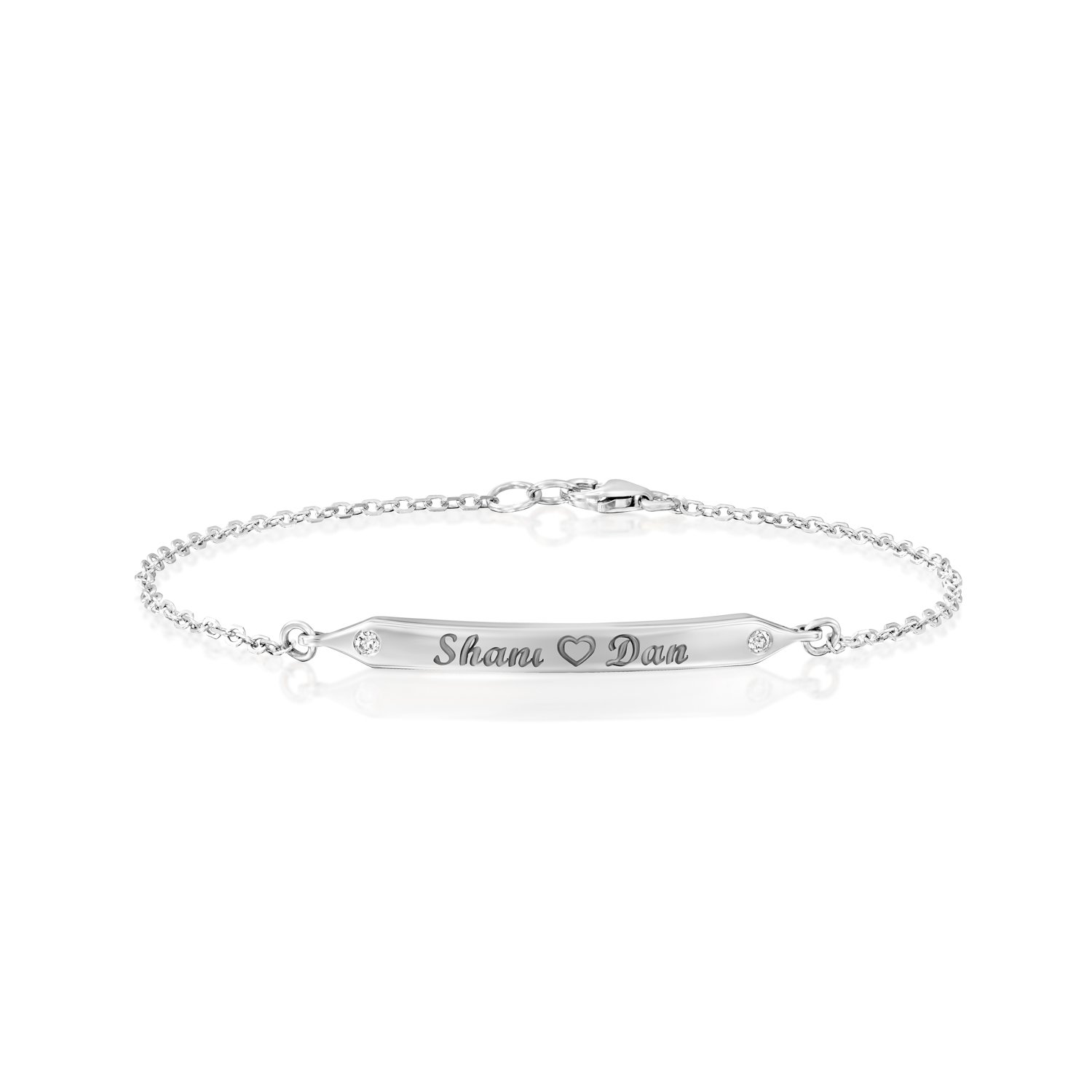 צמיד זהב לבן עם חריטה, דגם סנדרה