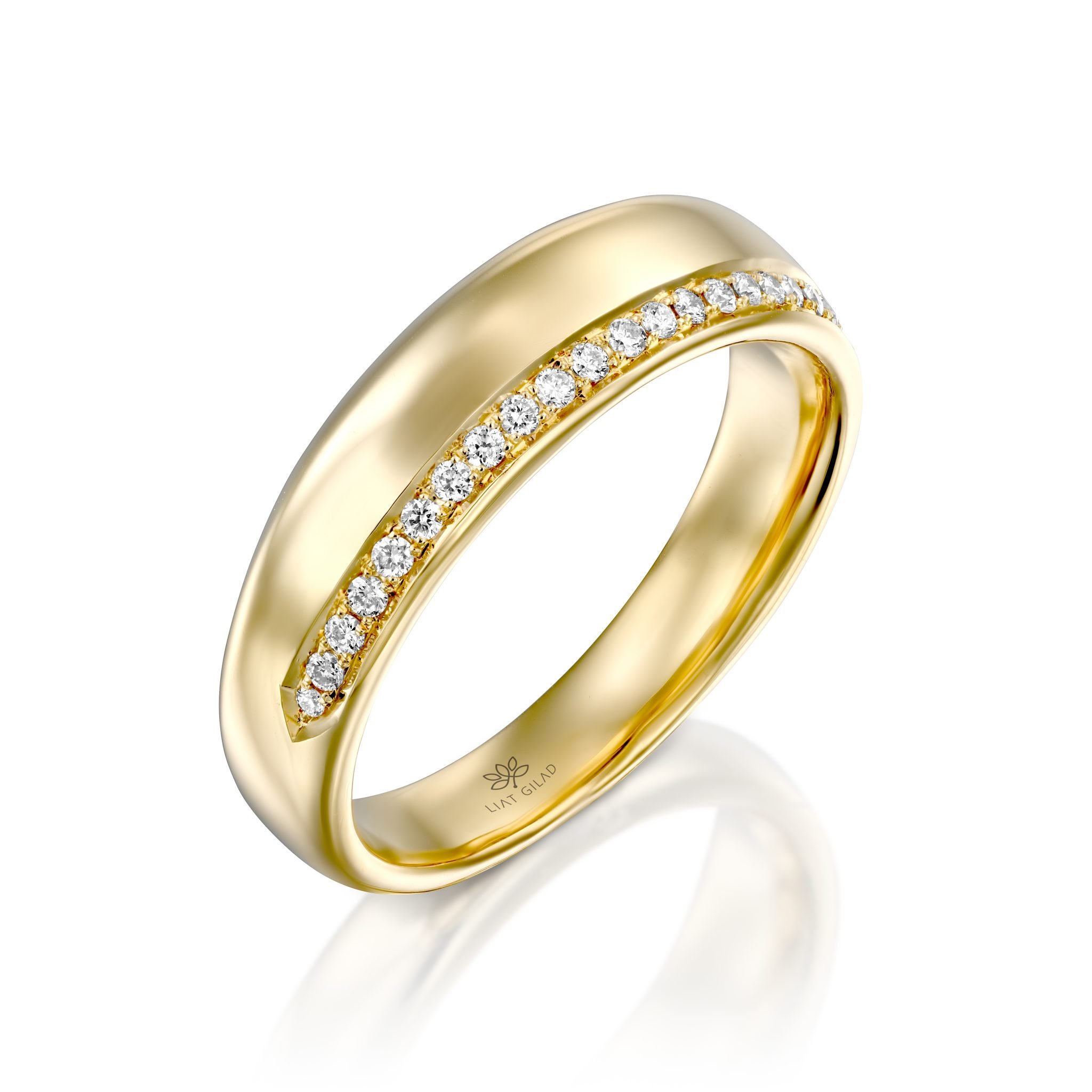 טבעת זהב אסימטרית עם יהלומים, דגם תום