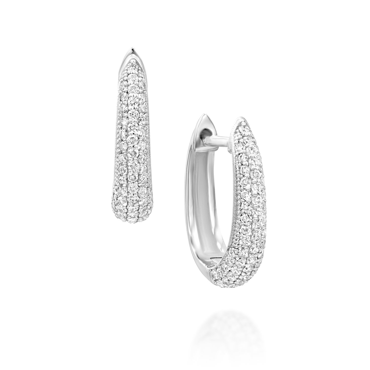 עגילי זהב לבן ויהלומים תלויים, דגם לוריין מיני