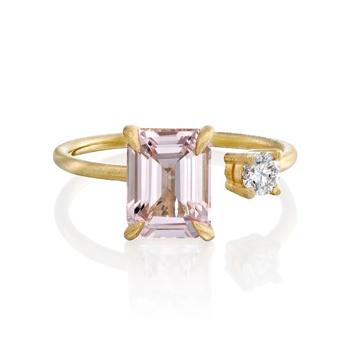 טבעת זהב עם מורגנייט ויהלום, דגם טיילור