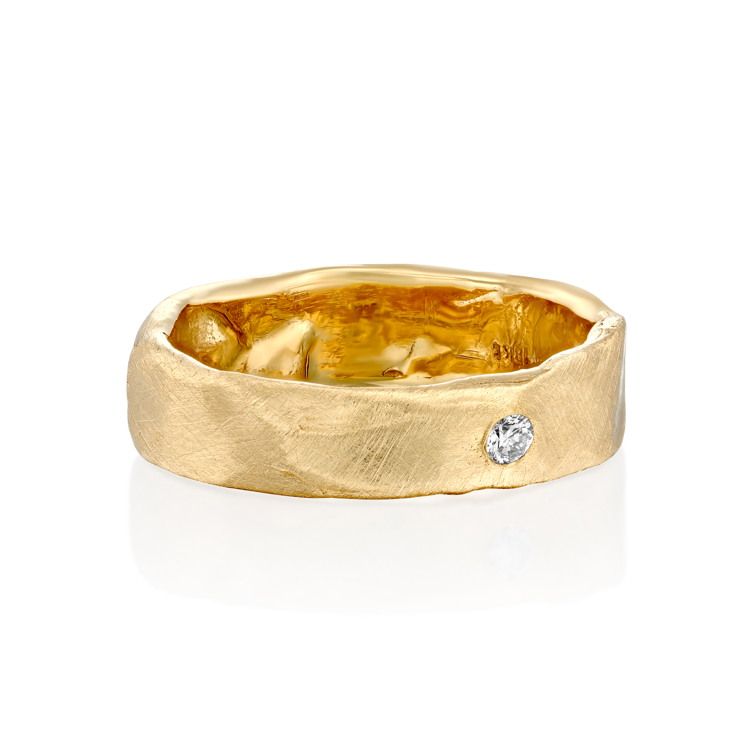 טבעת זהב עם חריטה ויהלום, טבעת טל אסימטרית