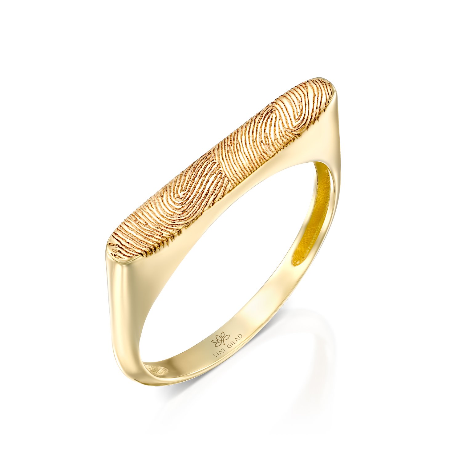 טבעת חותם עם 2 טביעות אצבע, דגם מיטל