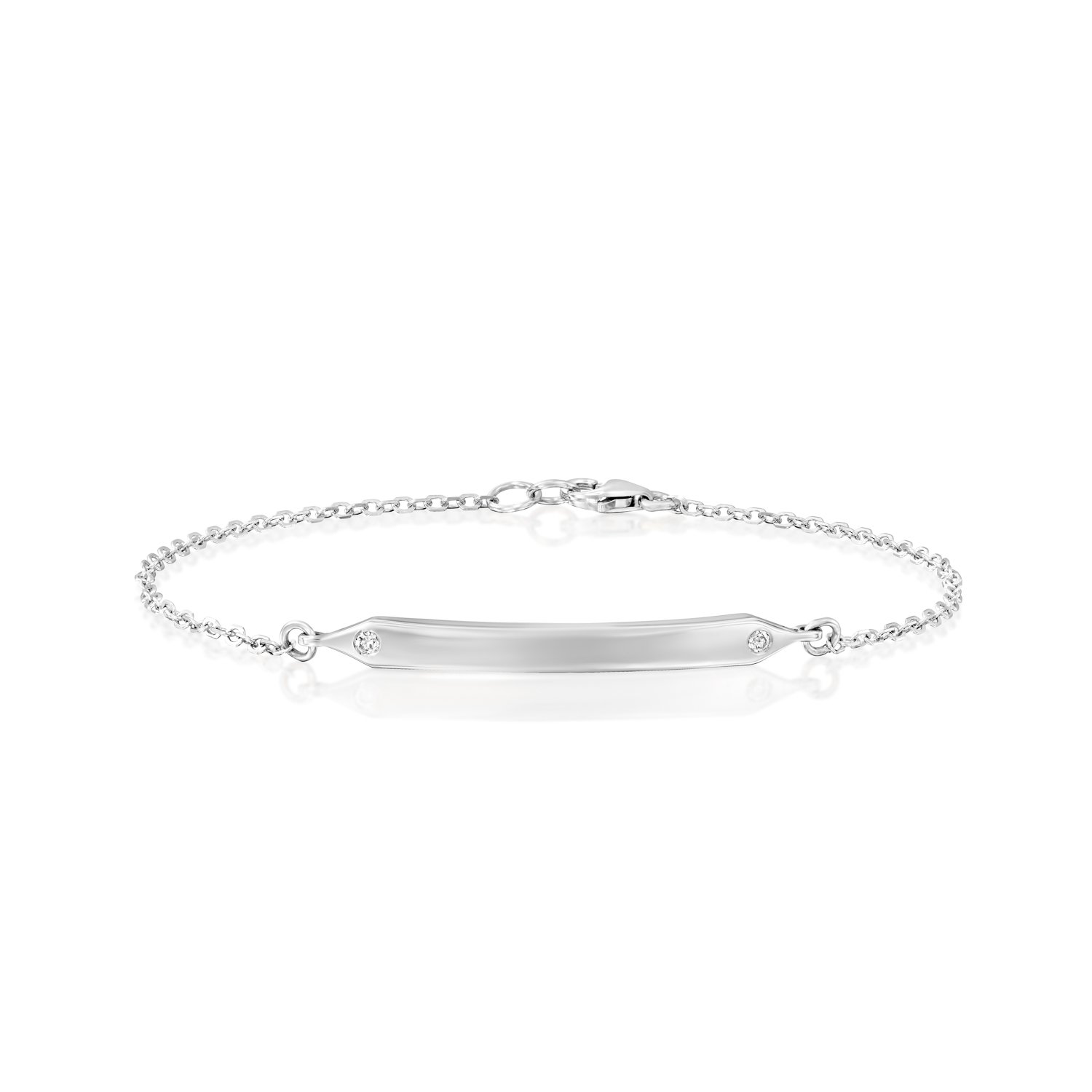 צמיד זהב לבן עם חריטה, דגם סנדרה