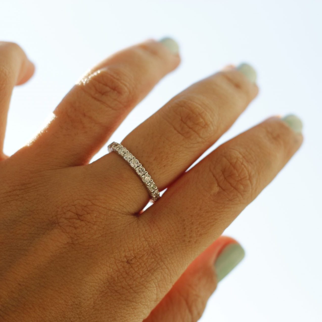 זהב לבן משובצת יהלומים, דגם סאני