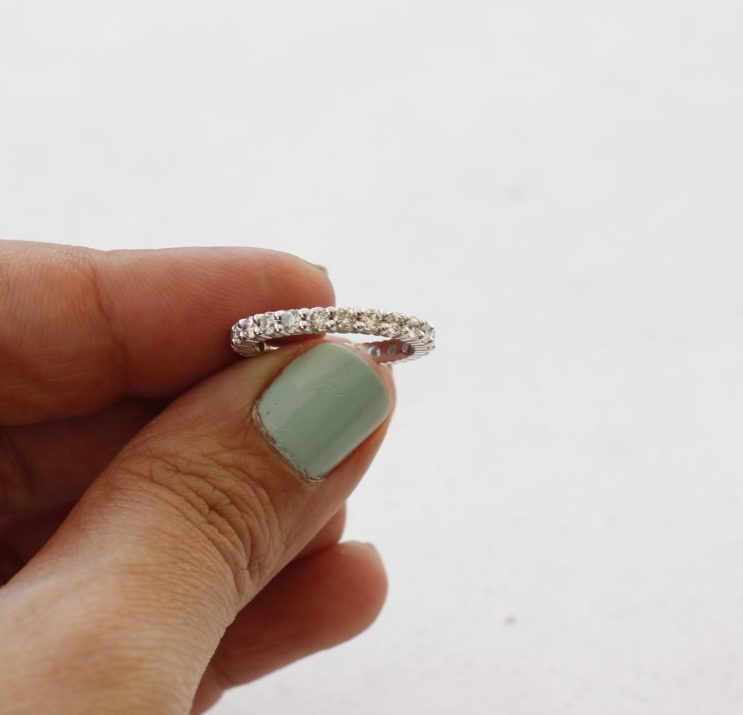 זהב לבן משובצת יהלומים, דגם סאני