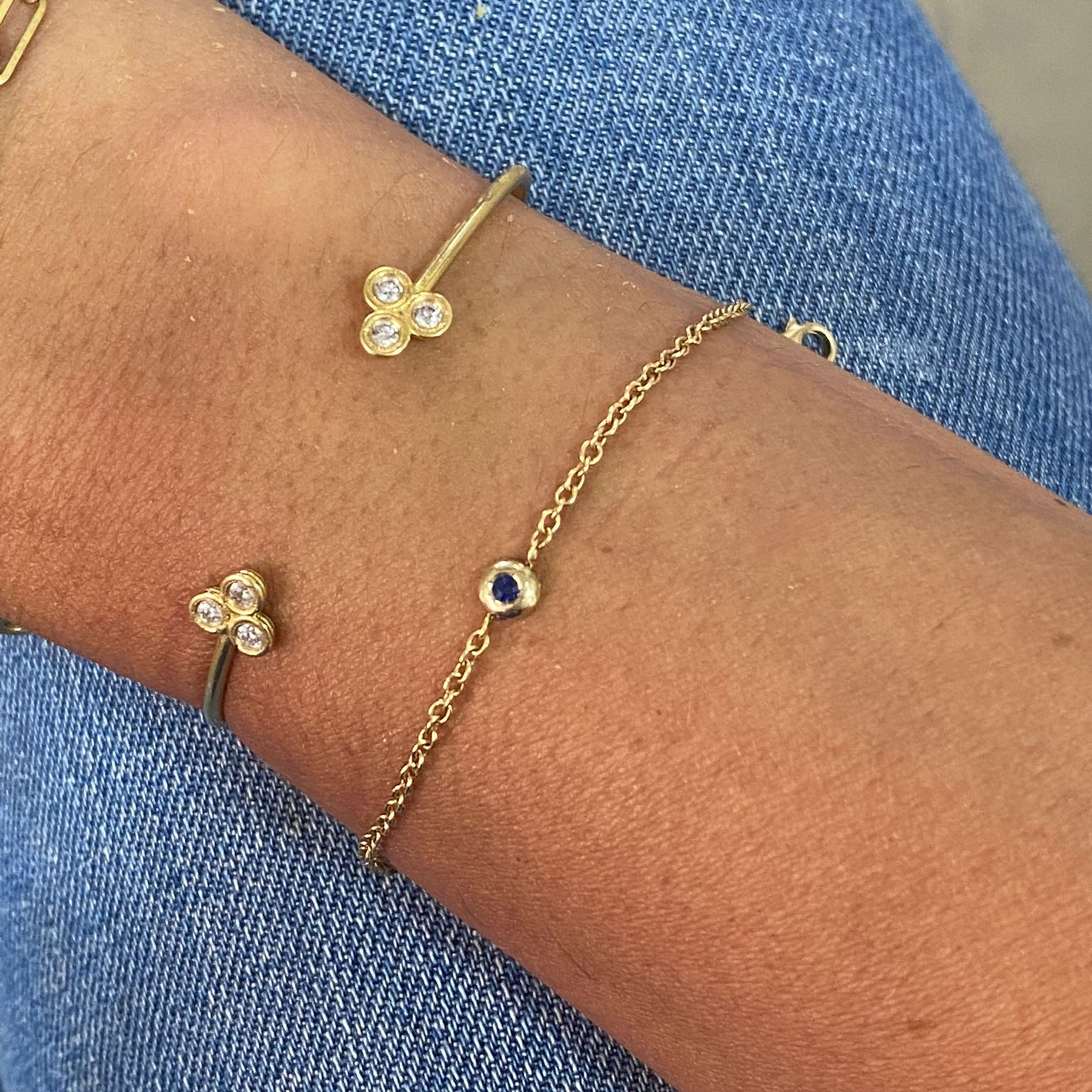 צמיד זהב עם אבן לידה, צמיד שרשרת עדין