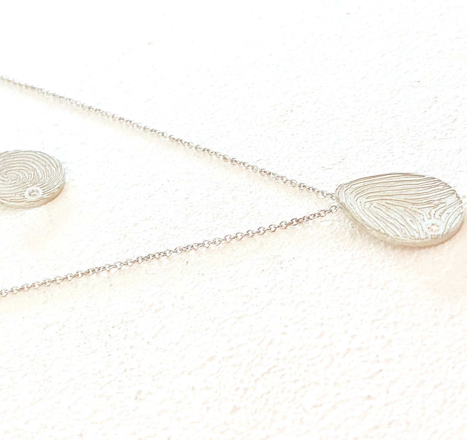 שרשרת 3 תליוני טביעות אצבע ויהלום, דגם קטי