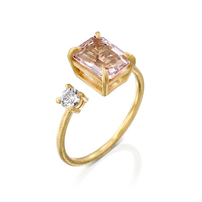 טבעת זהב עם מורגנייט ויהלום, דגם טיילור