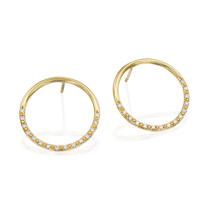 עגילי לונה עגולים .עגילי חישוק ויהלומים