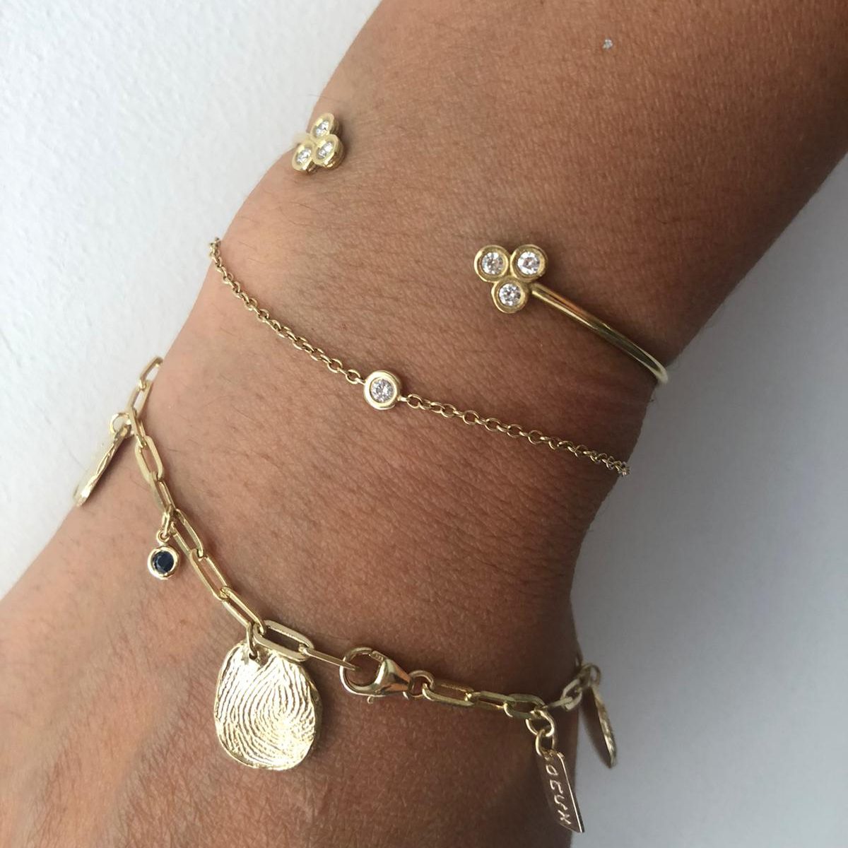 צמיד זהב עם אבן לידה, צמיד שרשרת עדין