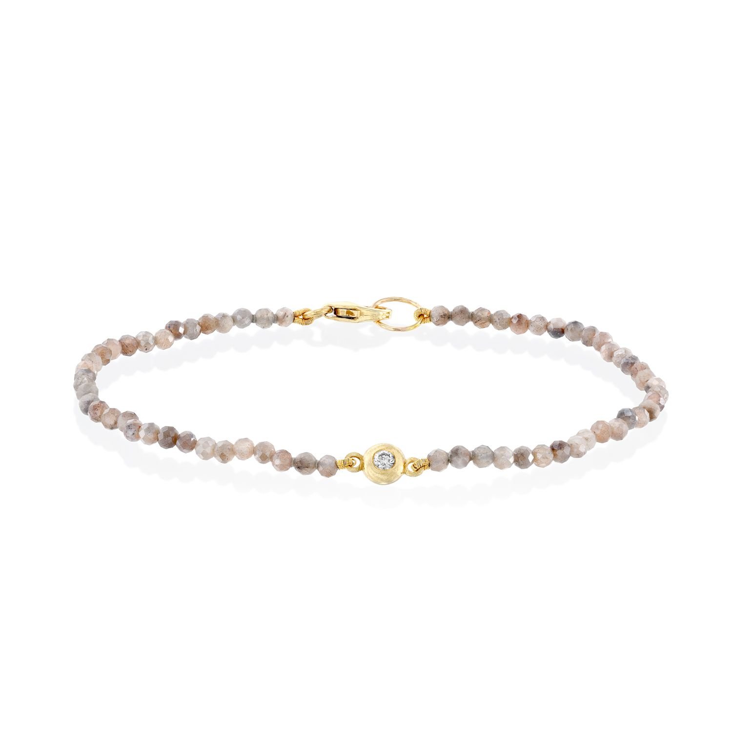 צמיד זהב עם אבני מונסטון שוקולד ויהלום