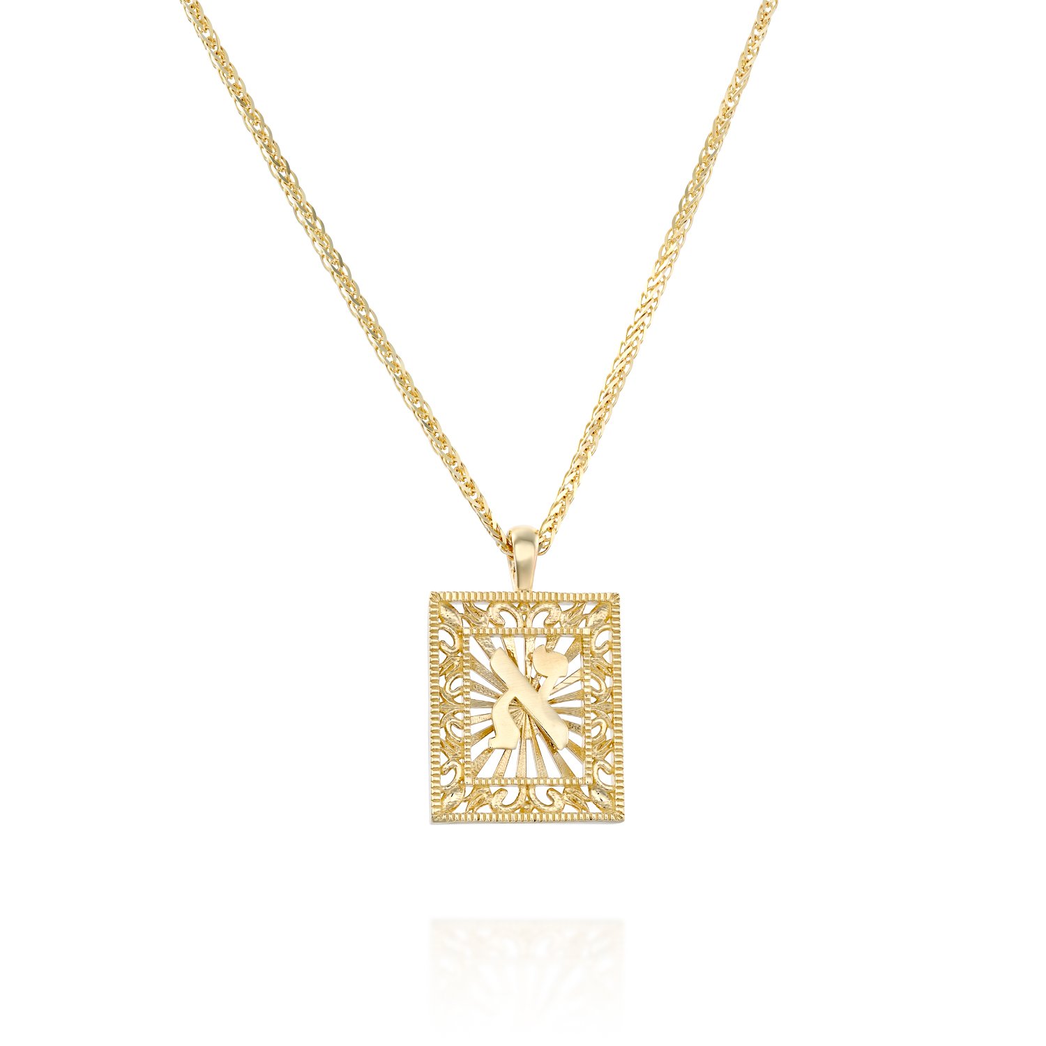 תליון זהב עם אות אישית, סגנון וינטאג', דגם אריאל