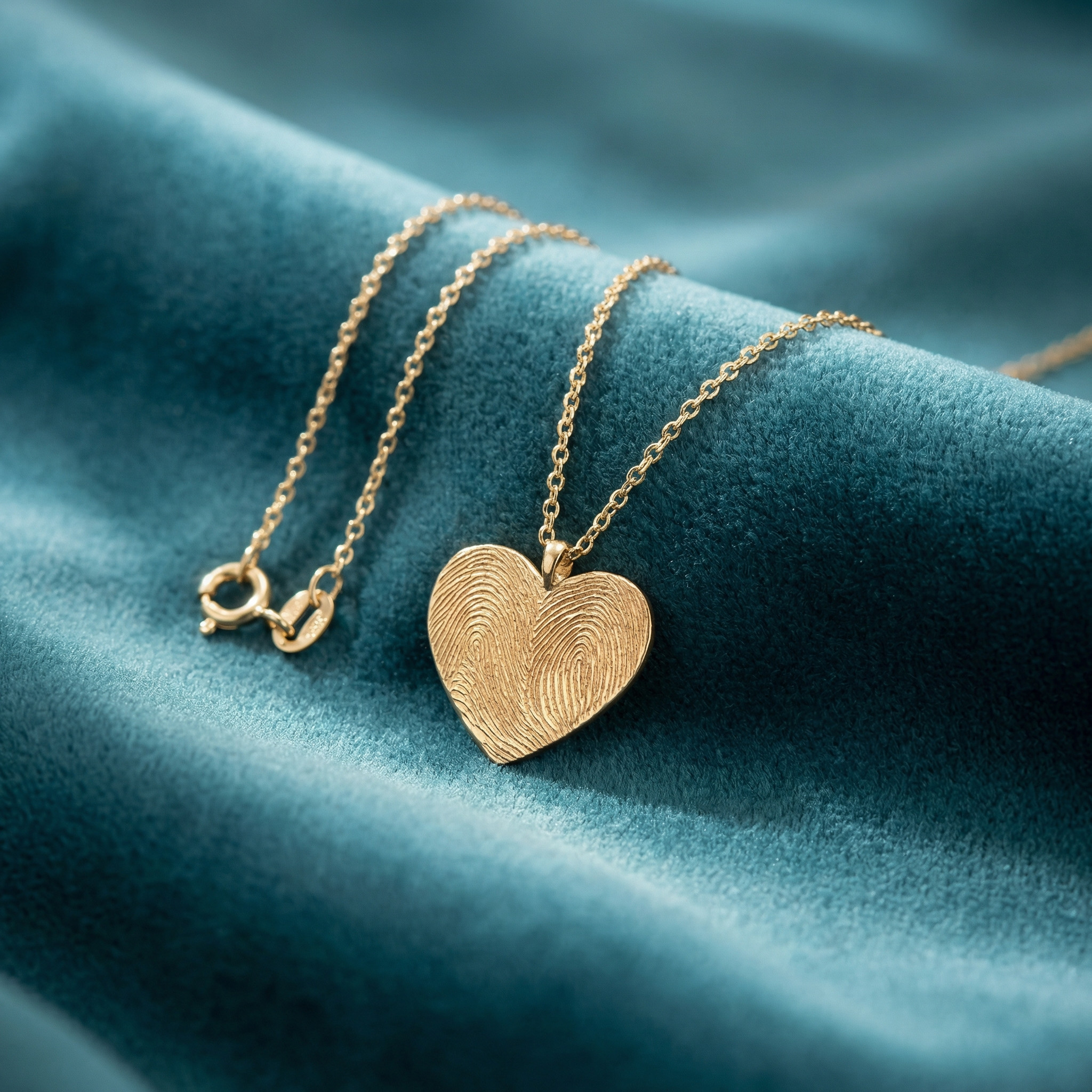 תליון לב עם 2 טביעות אצבע, לייזר