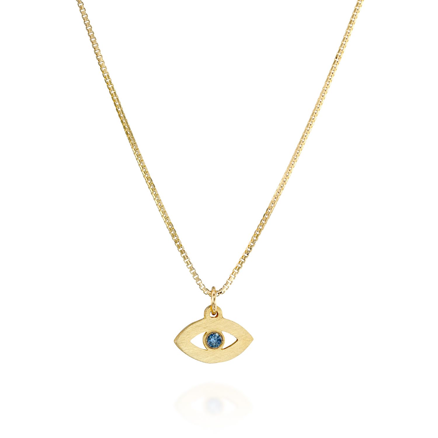 תליון זהב עם עין קטנה , אבן ספיר כחולה תליון זהב עם עין קטנה , אבן ספיר כחולה