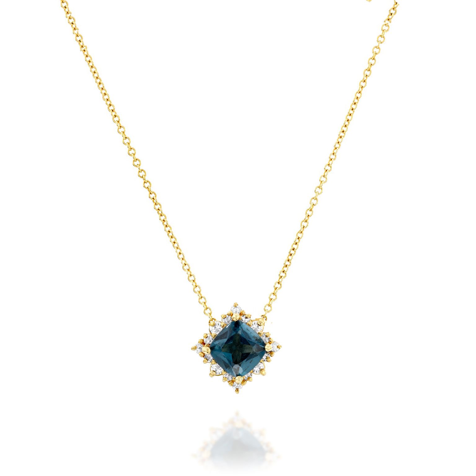 טבעת לזרת מזהב עם בלו טופז לונדון ויהלומים, דגם קתרינה