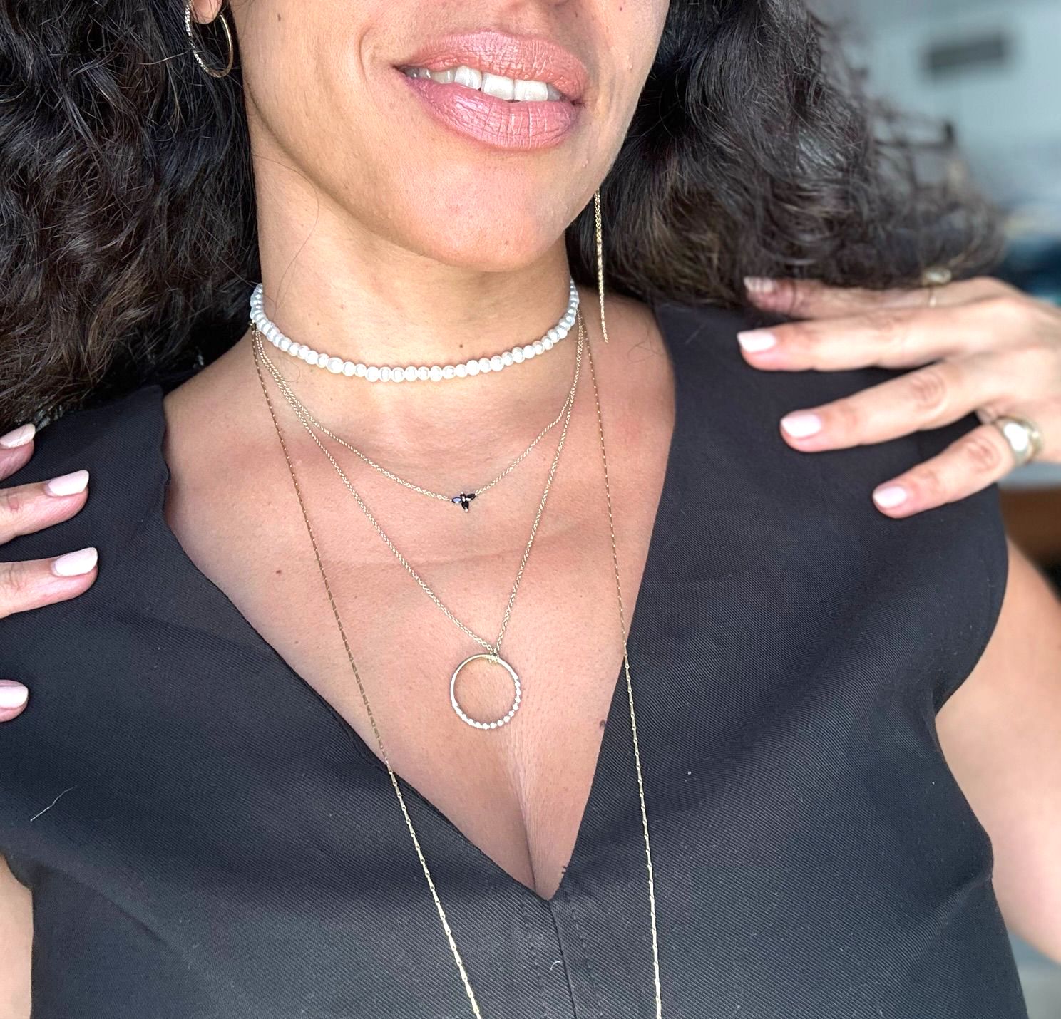 תליון לונה זהב משובץ יהלומים בהשראת הירח, תליון עגול נשי ומלא השראה