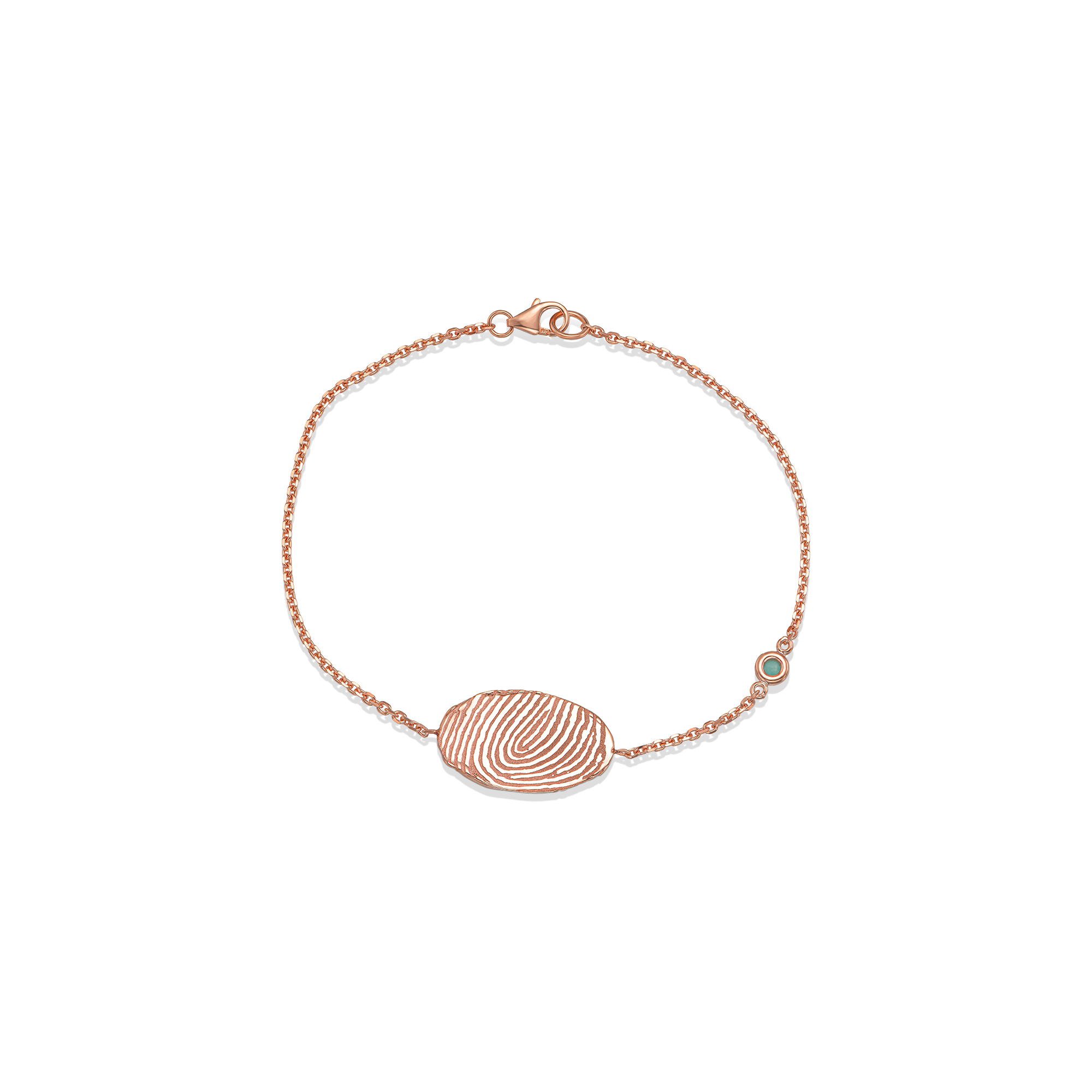 צמיד זהב עם טביעת אצבע ואבן לידה- דגם אופיר