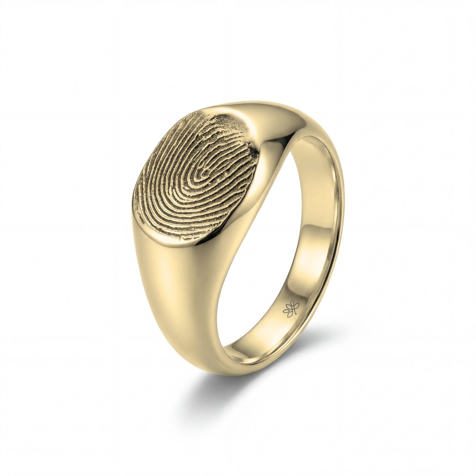 טבעת חותם אובלית עם טביעת אצבע, דגם גל