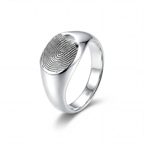 טבעת חותם אובלית עם טביעת אצבע, דגם גל