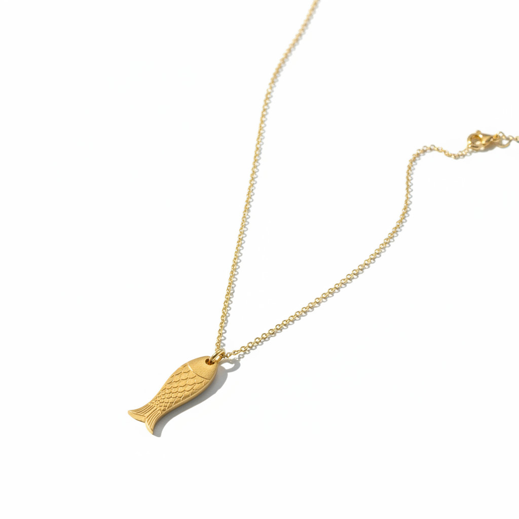 שרשרת זהב עם תליון דג זהב מושלם