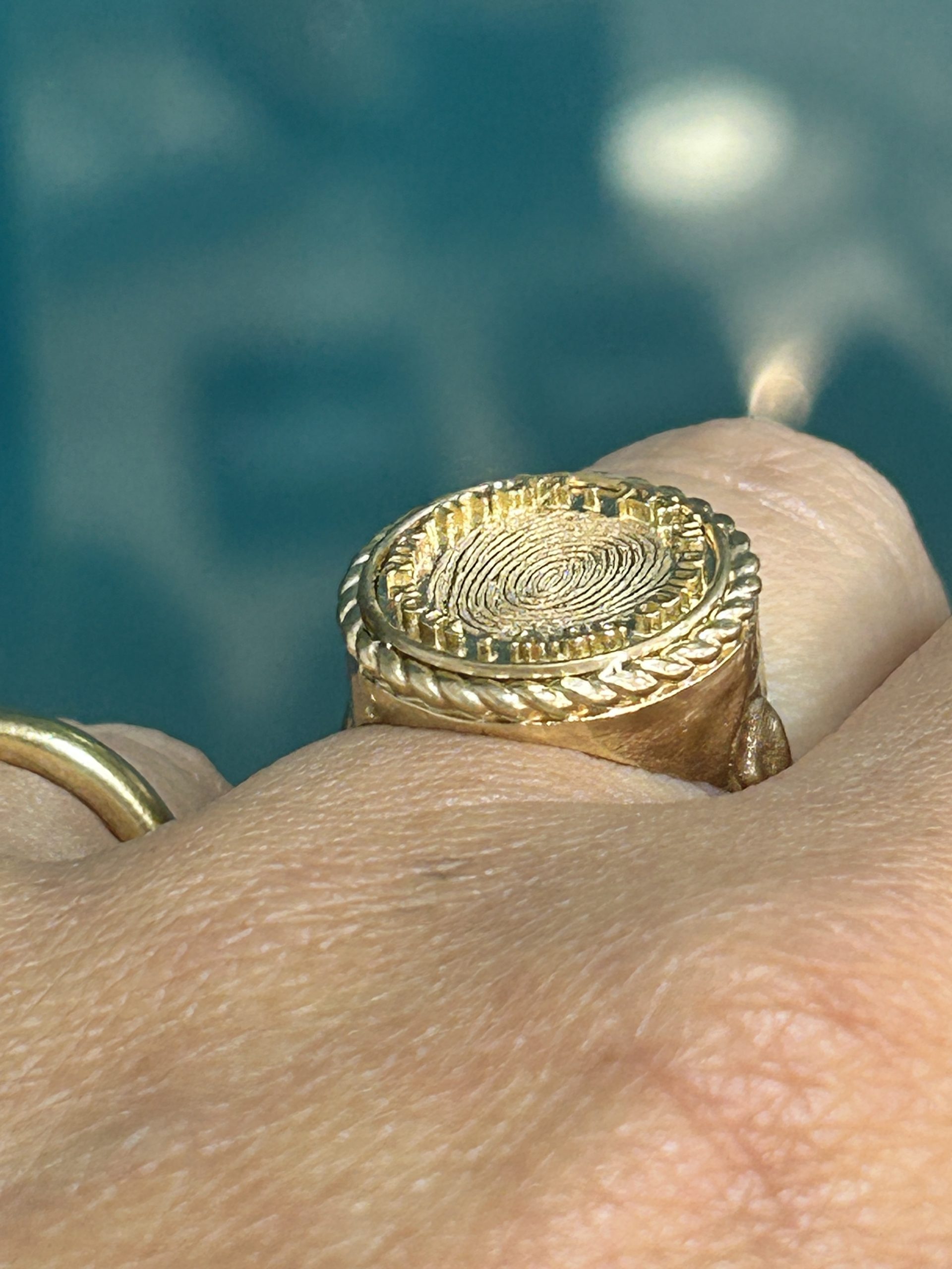 טבעת חותם עגולה וינטאג עם טביעת אצבע, דגם כנרת