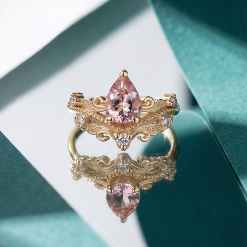 טבעת אירוסין לנסיכה אמיתית עם אבן מורגנייט